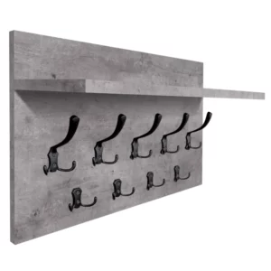 WIESZAK ŚCIENNY PANELOWY Z PÓŁKĄ LOFTOWY MOCNE HAKI 65X40CM BETON MILLENIUM