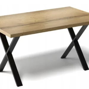 STÓŁ DO KUCHNI JADALNI SALONU METALOWE NOGI X LOFTOWY 120x60CM DĄB HALIFAX