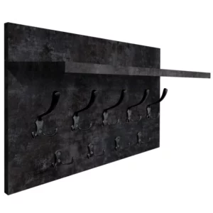 WIESZAK ŚCIENNY PANELOWY Z PÓŁKĄ LOFTOWY MOCNE HAKI 65X40CM BETON CIEMNY