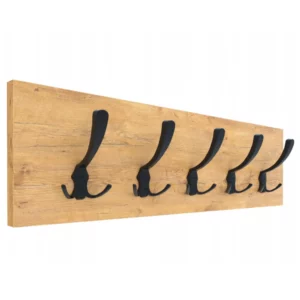 WIESZAK ŚCIENNY NA UBRANIA LOFTOWY 5 MOCNYCH HAKÓW 65x20CM DĄB LANCELOT