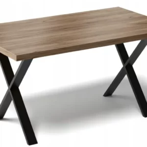 STÓŁ DO KUCHNI JADALNI SALONU METALOWE NOGI X LOFTOWY 135x65CM DĄB TOBACCO